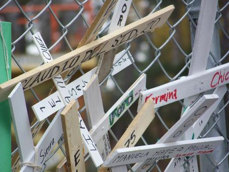 Crosses on the gates of Ft. Benning